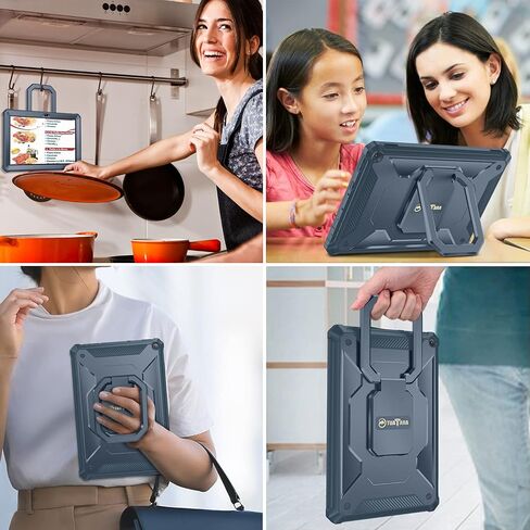 حافظة Fintie لهاتف Amazon Fire HD 10 & Fire HD 10 Plus (الجيل الحادي عشر، إصدار 2021) - [دوار Tuatara] غطاء حامل متعدد الوظائف مع واقي شاشة مدمج، أخضر داكن in Kuwait