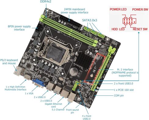 اللوحة الأم H310B، اللوحة الأم M ATX لسلسلة LGA 1151 لـ، دعم شبكة جيجابت، DDR4، M.2، PCIe3.0، Sata3.0، USB3.0، VGA، DIY in Kuwait