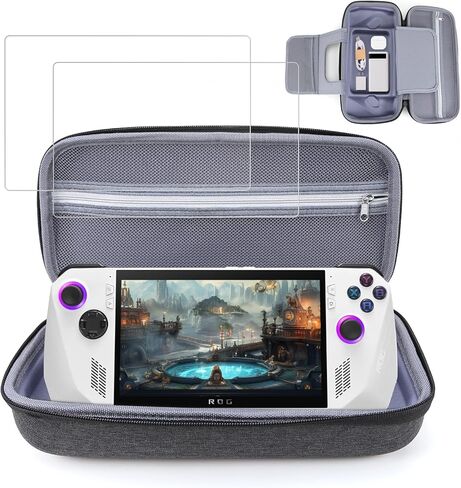 PAKESI Hard Carrying Case for ASUS ROG Ally with 2 Pack Screen Protector, EVA Travel Storage Case for ROG Ally,Handheld Travel Protective Handbag Shockproof Hardshell Carrying Case (Black) in Kuwait