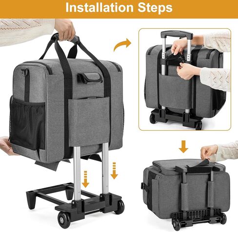 Trunab Rolling Teacher Bag, Teacher Tote Bag with Bottom Pad and Detachable Trolley, Wheeled Teacher Bag with Padded Sleeves Holds up to 15.6" Laptop in Kuwait