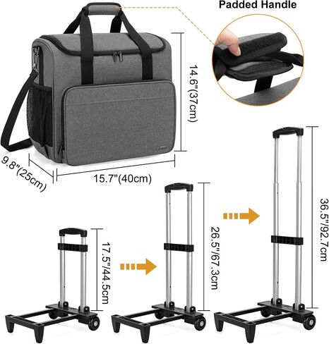 Trunab Rolling Teacher Bag, Teacher Tote Bag with Bottom Pad and Detachable Trolley, Wheeled Teacher Bag with Padded Sleeves Holds up to 15.6" Laptop in Kuwait