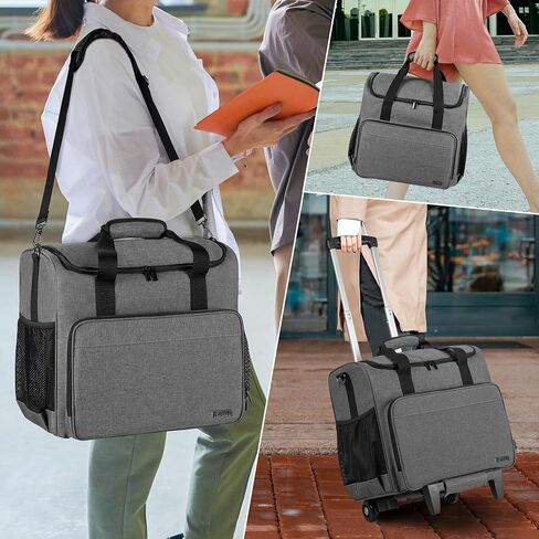 Trunab Rolling Teacher Bag, Teacher Tote Bag with Bottom Pad and Detachable Trolley, Wheeled Teacher Bag with Padded Sleeves Holds up to 15.6" Laptop in Kuwait