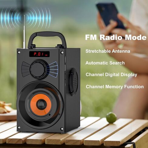 مكبرات صوت بلوتوث محمولة من KAIMRED - مكبرات صوت بلوتوث لاسلكية مع مضخم صوت، وراديو FM، ومكبرات صوت للحفلات الكبيرة بصوت عالٍ مع صوت جهير، ونظام ستيريو TWS للمنزل الخارجي، ودعم محرك أقراص USB TF Aux-in in Kuwait