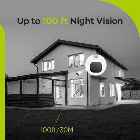 SANNCE 1080p كاميرات مراقبة منزلية سلكية مع رؤية ليلية EXIR بطول 100 قدم، IP66 مقاومة للماء لكاميرا المراقبة الأمنية الخارجية، تعمل مع DVR من طرف ثالث، بدون مصدر طاقة وكابل، كاميرا فقط in Kuwait