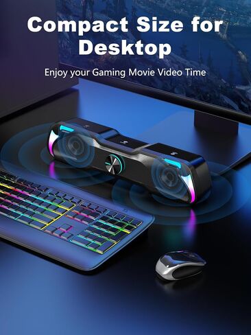 SPKPAL S135 Computer Speakers for Desktop, Touch Control Dynamic RGB Gaming Sound Bar with Bluetooth 5.0 & 3.5mm AUX-in, USB Powered PC Speakers with 10W Stereo Sound for Laptop, Tablet, Monitor, TV in Saudi Arabia