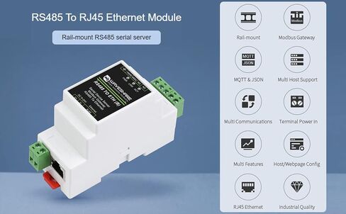 waveshare RS485 to Ethernet Converter Industrial Serial Device Server TCP/IP to Serial Module Support Modbus Gateway, MQTT/JSON to Modbus, and TCP Server/TCP Client/UDP Mode/UDP Multicast in Saudi Arabia