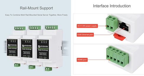 waveshare RS485 to Ethernet Converter Industrial Serial Device Server TCP/IP to Serial Module Support Modbus Gateway, MQTT/JSON to Modbus, and TCP Server/TCP Client/UDP Mode/UDP Multicast in Saudi Arabia
