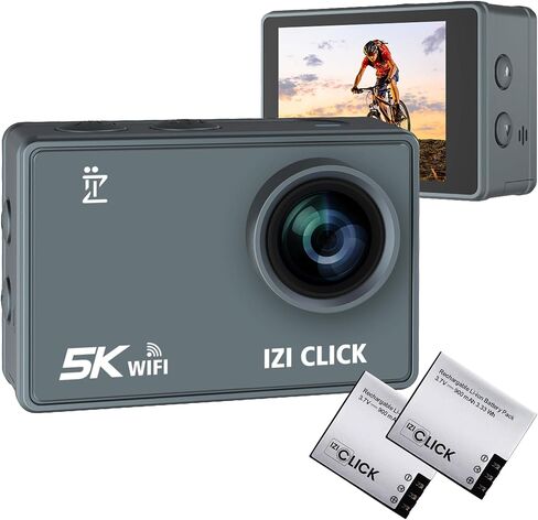ايزد كاميرا اكشن 5K 30 اطار في الثانية للمبتدئين من كليك | زاوية واسعة 170 درجة HD، تثبيت EIS | موتو فولوج، كاميرا داش، تصميم مقاوم للماء 30 متر، دعم ميكروفون خارجي، اكثر من 15 ملحق، ضمان لمدة عام in Kuwait