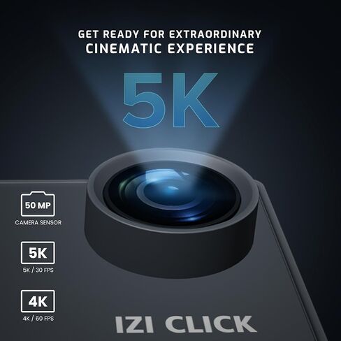 ايزد كاميرا اكشن 5K 30 اطار في الثانية للمبتدئين من كليك | زاوية واسعة 170 درجة HD، تثبيت EIS | موتو فولوج، كاميرا داش، تصميم مقاوم للماء 30 متر، دعم ميكروفون خارجي، اكثر من 15 ملحق، ضمان لمدة عام in Kuwait