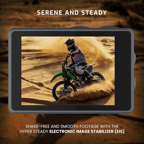 ايزد كاميرا اكشن 5K 30 اطار في الثانية للمبتدئين من كليك | زاوية واسعة 170 درجة HD، تثبيت EIS | موتو فولوج، كاميرا داش، تصميم مقاوم للماء 30 متر، دعم ميكروفون خارجي، اكثر من 15 ملحق، ضمان لمدة عام in Kuwait