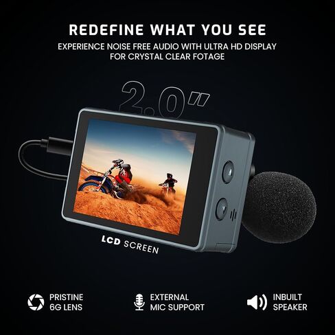 ايزد كاميرا اكشن 5K 30 اطار في الثانية للمبتدئين من كليك | زاوية واسعة 170 درجة HD، تثبيت EIS | موتو فولوج، كاميرا داش، تصميم مقاوم للماء 30 متر، دعم ميكروفون خارجي، اكثر من 15 ملحق، ضمان لمدة عام in Kuwait