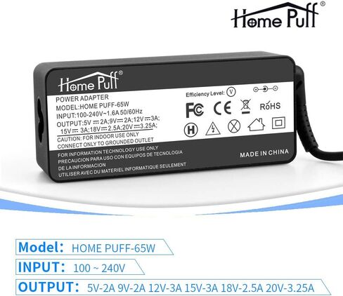 شاحن عالمي لجهاز Chromebook USB C شاحن كمبيوتر محمول 65 وات لـ HP Asus وSamsung وAcer وGoogle Lenovo Thinkpad X280 X380 X390 L390 E480 E490 Yoga C930 C940 C740 S730 730 730S 910 920 محول طاقة تيار متردد من النوع C in Kuwait