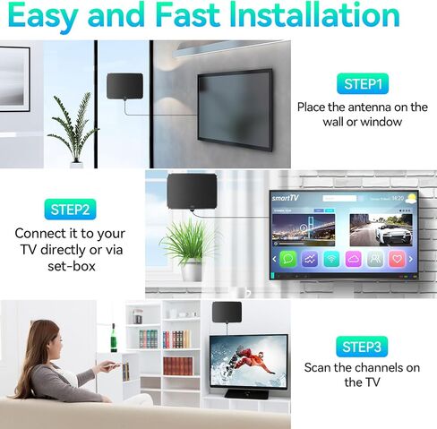 2023 Upgraded TV Antenna Smart Digital HD Indoor Antenna Amplifier 360+ Miles Range - Support 4K 1080p Fire Stick and All Television VHF UHF - Outdoor Signal Booster for Local Channels - 18ft Cable in Kuwait