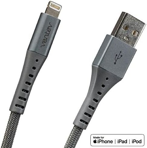 كابل Ventev مسطح USB C إلى Apple Lightning عالي السرعة خالٍ من التشابك بطول 6 أقدام in Kuwait