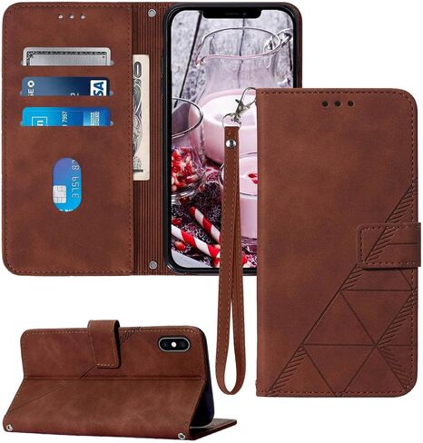 Moment Dextrad متوافق مع حافظة iPhone X Case / iPhone Xs Wallet Case، لحافظة iPhone 10، [مسند] [حزام المعصم] [فتحات حامل البطاقة] غطاء حماية داخلي من جلد البولي يوريثان (أزرق) in Kuwait