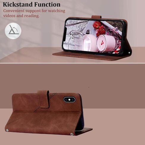 Moment Dextrad متوافق مع حافظة iPhone X Case / iPhone Xs Wallet Case، لحافظة iPhone 10، [مسند] [حزام المعصم] [فتحات حامل البطاقة] غطاء حماية داخلي من جلد البولي يوريثان (أزرق) in Kuwait