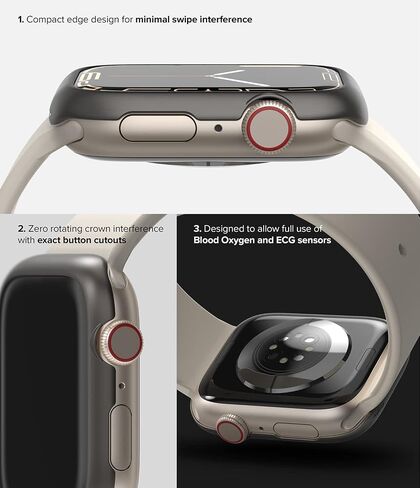تصميم Ringke Bezel [إطار أنيق من الفولاذ المقاوم للصدأ] متوافق مع Apple Watch Series 9، 8، 7 (45 ملم)، غطاء لاصق واقٍ مضاد للخدش - ذهبي (45-05) in Kuwait