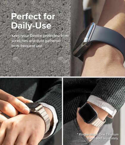 تصميم Ringke Bezel [إطار أنيق من الفولاذ المقاوم للصدأ] متوافق مع Apple Watch Series 9، 8، 7 (45 ملم)، غطاء لاصق واقٍ مضاد للخدش - ذهبي (45-05) in Kuwait