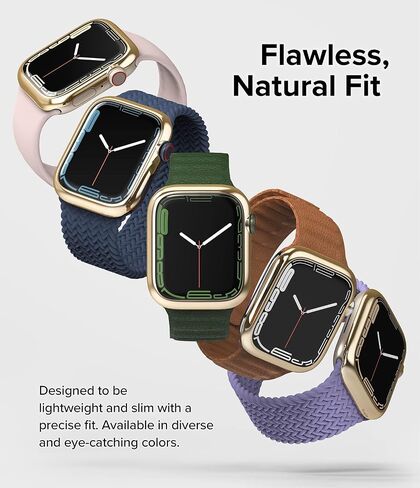 تصميم Ringke Bezel [إطار أنيق من الفولاذ المقاوم للصدأ] متوافق مع Apple Watch Series 9، 8، 7 (45 ملم)، غطاء لاصق واقٍ مضاد للخدش - ذهبي (45-05) in Kuwait