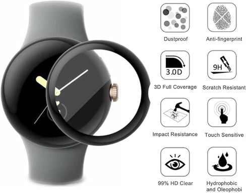 [3 Pack] Screen Protector Compatible with Google Pixel Watch, 3D Curved Full Coverage PET Soft Screen Protector for Google Pixel Watch Smartwatch [Scratch Resistant] [Bubble Free] (Not Tempered Glass) in Kuwait