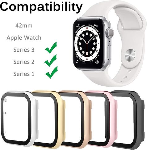 Miimall متوافق مع حافظات معدنية لساعة Apple 40 مم مع واقي شاشة، جراب ألومنيوم لامع عالي الدقة وواقي شاشة من الزجاج المقوى غطاء ممتص للصدمات لساعة Apple 40 مم Series SE 6 5 4 (وردي) in Kuwait