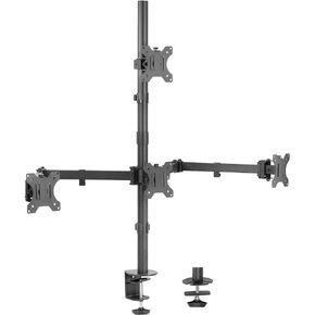 VIVO Quad 13 to 24 inch LCD Monitor Clamp-on Desk Mount, 3 Plus 1 Articulating Display, Holds 4 Screens, VESA up to 100x100mm, STAND-V104C