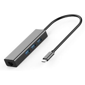 محول USB C محور متعدد المنافذ - 4 في 1، 1xRJ45 Ethernet، 3xUSB 3.0 منافذ متوافقة مع ماك بوك برو، XPS المزيد من الأجهزة نوع C in Kuwait