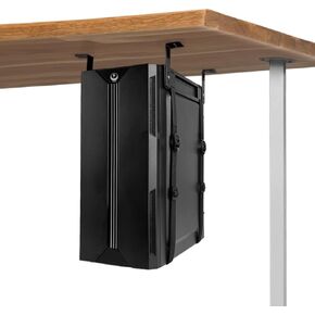 حامل برج الكمبيوتر الشخصي تحت المكتب من Chanvoo، حزام قابل للتعديل لهيكل وحدة المعالجة المركزية للكمبيوتر مع إسفنجة مضادة للخدش (أسود) in Kuwait