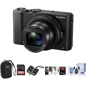 Panasonic Lumix DMC-LX10 4K Digital Point and Shoot Camera, 20.1 Megapixel 1-inch Sensor Bundle with Camera Bag, 32GB SD Card, SD Card Case, PC Software Kit, Cleaning Kit in Kuwait