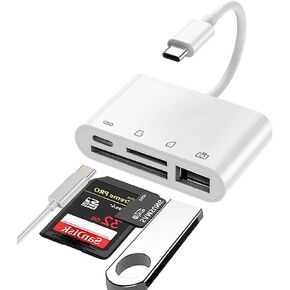 يوغول قارئ بطاقات SD USB C، محول بطاقة ذاكرة 4 في 1 USB-C الى الكاميرا مع منفذ شحن، محول USB 3.0 انثى او تي جي لايباد برو وماك بوك برو/ اير جالكسي والمزيد من اجهزة USB C، التوصيل والتشغيل in Kuwait