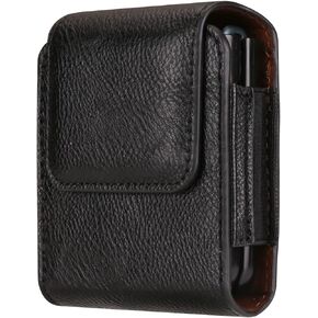 Flip Phone Holster Belt Clip Case Cover PU Leather Cell Phone Pouch Belt Holder for Samsung Galaxy Z Flip 4/ Galaxy Z Flip 3 5G/ Z Flip 5G/ Z Flip/Motorola Moto Razr 2022/ Razr 5G/ Razr 2019 (Brown)