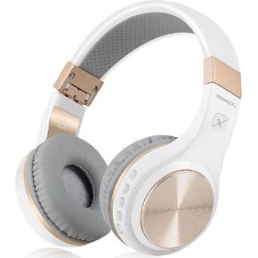 Riwbox Bluetooth Headphones, XBT-80 Folding Stereo Wireless Bluetooth Headphones Over Ear with Microphone and Volume Control, Wireless and Wired Headset for PC/Cell Phones/TV/iPad (Black Gold) in Kuwait