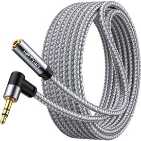 10ft 3.5mm Headphone Extension Cord Male to Female Stereo Audio Extender, 90 Degree Right Angle 1/8 Inch TRS Aux Wire for TV, PC, Smartphones, Braided Double Shielded in Saudi Arabia
