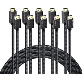 محول كابل WitWot 5-Pack 4K DisplayPort إلى HDMI، 6 أقدام، نايلون مطلي بالذهب عالي السرعة (1440P 60 هرتز، 1080P 120 هرتز) DP PC أحادي الاتجاه إلى سلك شاشة HDMI in Kuwait