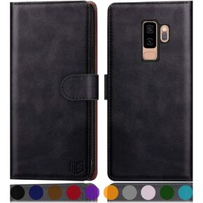 SUANPOT for Samsung Galaxy S9+ / S9 Plus 6.2 (Non S9 5.8") Leather Wallet case with RFID Blocking Credit Card Holder,PU Flip Folio Book Cell Phone Cover Shockproof case Pocket for Men Women Black