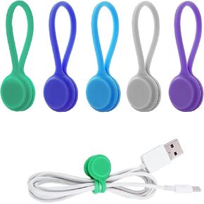 WIQUE 8 Pcs Magnetic Cable Ties,Reusable Silicone Cable Clips Cord Organizer Management Cable Cords for Organizing, Bookmark Whiteboard Fridge Magnets in Kuwait