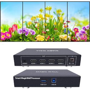 ايزدفي معالج حائط فيديو سحري ذكي بـ 4 قنوات لجدار التلفزيون 1x4 4x1 1x3 3x1 وجدار فيديو فني خاص يدعم 0~360 درجة وشاشة بكسل الى بكسل 4K (يعمل فقط مع كمبيوتر ويندوز 10/11) in Kuwait