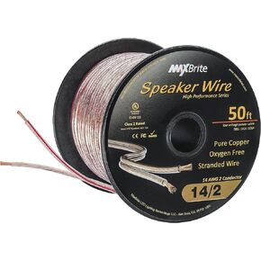 High Performance 14 Gauge Speaker Wire, Oxygen Free Pure Copper - UL Listed Class 2 (50 Feet Spool)