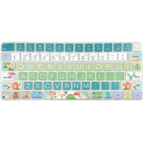 Keyboard Cover Skin for 2021 Apple iMac Magic Keyboard (Model: A2449) with Touch ID, Cute Printing Waterproof Silicone Keyboard Protector, Flamingo