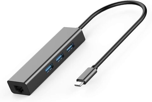 محول USB C محور متعدد المنافذ - 4 في 1، 1xRJ45 Ethernet، 3xUSB 3.0 منافذ متوافقة مع ماك بوك برو، XPS المزيد من الأجهزة نوع C in Kuwait