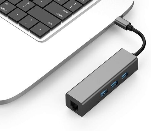 محول USB C محور متعدد المنافذ - 4 في 1، 1xRJ45 Ethernet، 3xUSB 3.0 منافذ متوافقة مع ماك بوك برو، XPS المزيد من الأجهزة نوع C in Kuwait