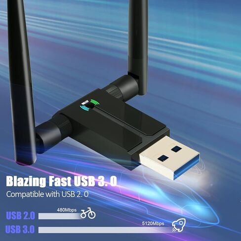 1300M WIFI Adapter for Desktop PC, ALINKVITE 2×5dBi Antenna Mini USB WIFI Adapter, USB 3 WIFI Dongle, 2.4/5GHz USB Network Adapter, WIFI USB Wireless Adapter for WIN 10/8/8.1/7/XP/Vista, Linux, Mac OS in Kuwait