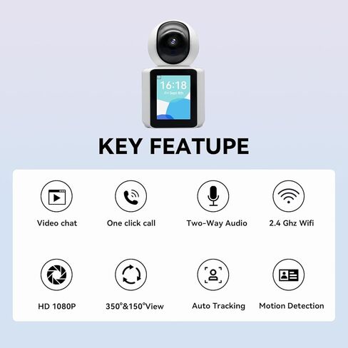 كاميرا أمان داخلية ICEELEC، كاميرا مكالمات فيديو ثنائية الاتجاه مع شاشة 2.8 بوصة، تحتوي الكاميرا على زر اتصال بالهاتف، كاميرا واي فاي داخلية 350 درجة، رؤية ليلية عالية الدقة 1080 بيكسل، كشف الحركة للمنزل / الطفل / كبار السن / الحيوانات الأليفة in Kuwait