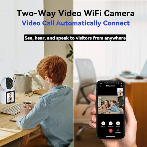 كاميرا أمان داخلية ICEELEC، كاميرا مكالمات فيديو ثنائية الاتجاه مع شاشة 2.8 بوصة، تحتوي الكاميرا على زر اتصال بالهاتف، كاميرا واي فاي داخلية 350 درجة، رؤية ليلية عالية الدقة 1080 بيكسل، كشف الحركة للمنزل / الطفل / كبار السن / الحيوانات الأليفة in Kuwait