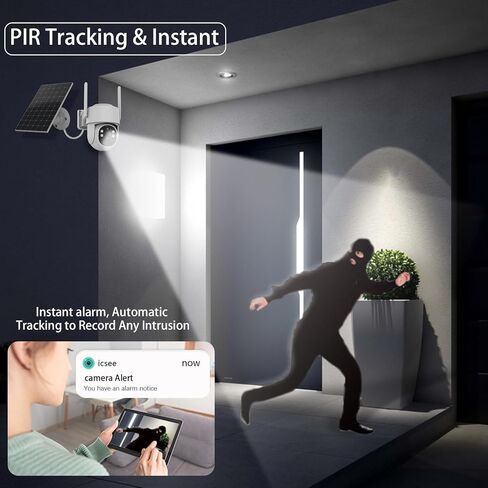 4MP Solar Security Cameras Wireless Outdoor, 360° PTZ Battery Powered Surveillance Camera for Home Security Outside, 2.4Ghz WiFi Cameras, Color Night, 2-Way Audio, IP66 Waterproof, SD/Cloud in Kuwait