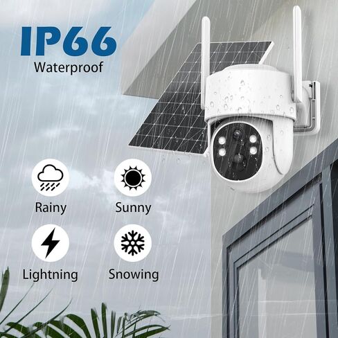 4MP Solar Security Cameras Wireless Outdoor, 360° PTZ Battery Powered Surveillance Camera for Home Security Outside, 2.4Ghz WiFi Cameras, Color Night, 2-Way Audio, IP66 Waterproof, SD/Cloud in Kuwait