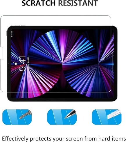 wuwive [1 Pack] iPad Pro 11 Screen Protector,Tempered Glass for iPad Pro 11 Inch 2021/2020/2018 (3rd/2nd/1st Gen) All Models,Compatible with Apple Pencil in Kuwait