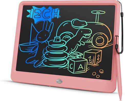 bravokids LCD Writing Tablet for Kids, 12 Inch Large Screen Drawing Board, Reusable and Portable Educational Learning Toys, Birthday Boys Girls Toys Gifts for 3 4 5 6 7 8 Year Old (Pink) in Kuwait
