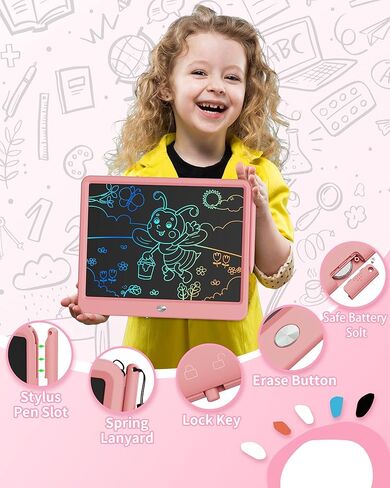 bravokids LCD Writing Tablet for Kids, 12 Inch Large Screen Drawing Board, Reusable and Portable Educational Learning Toys, Birthday Boys Girls Toys Gifts for 3 4 5 6 7 8 Year Old (Pink) in Kuwait