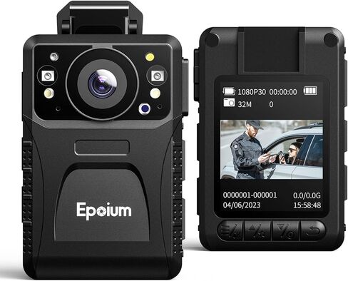 كاميرا الجسم Epoium EM3 سعة 128 جيجابايت مع صوت، دقة فيديو 1440 بكسل، زاوية واسعة 130 درجة، قطعتان بطارية قابلة للاستبدال، تدعم التسجيل لمدة 8 ساعات، كاميرات جسم يمكن ارتداؤها لركوب الخيل والمشي لمسافات طويلة والمشي مع الحيوانات الأليفة in Kuwait